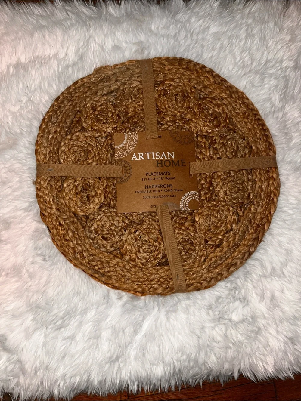 Artisan Brown Woven Jute Round Placemat Set